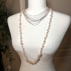 Rose quarts crystal necklace with rose quartz shocker necklace
